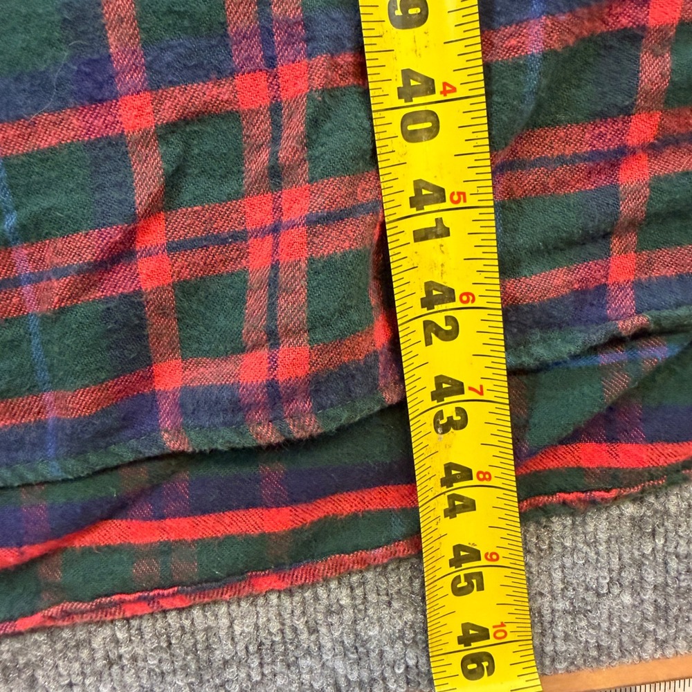 Vintage LL Bean Men XL Flannel Nightshirt Red Green Plaid Cotton Sleepwear USA - Picture 7 of 12